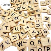 100 vnt. medinės raidžių ir skaičių kaladėlės, raidės, skaičiai, DIY amatai, vaikų edukacinis žaislas Capital Letter beige