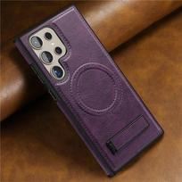 Luxury Leather Magnetic Fold Stand Holder Case for Samsung S26 S25 S24 Ultra S23 Plus S22 Wireless Charge Shockproof Soft Cover For S24