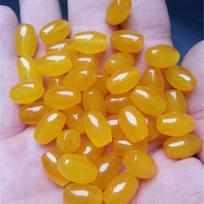 Yellow Jade Dragon Corn Beads Necklace with Pendant Rope 4*6mm