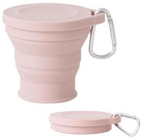 Folding Cup 180ml Folding Cup with Lid Silicone Portable Coffee compact rožinė