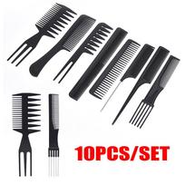 10Pcs Hair Styling Black Comb Set Professional Salon Anti-Static Barbers Combs juoda