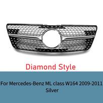 For Mercedes Benz ML W164 ML350 ML320 ML500 Front Grille Mesh Grill 2006-2011 Car Accessories Replacement Auto Parts 09-11 Diamond Silver