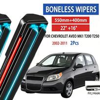 2pcs For Chevrolet Aveo MK1 T200 T250 2002-2011 Car Front Wiper Soft Rubber Boneless Wiper HD Quiet Automotive Wiper 22 +16 2pcs