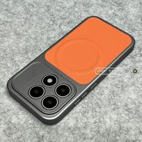 Dėklas Xiaomi 17, MagSafe magnetinis, smulkios granulės PU veganiška oda, dengtas PC, lengvas kietas dėklas, neslystantis buferis Xiaomi 17 oranžinė