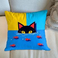 Kawaii Cartoon Duck Cat Ornamental Pillows Decorative Cushion Covers x Cushions Cover Home Decor Items Decorations Bedroom 30cmx30cm