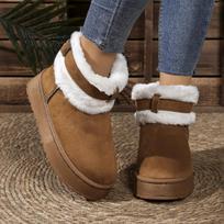 Metal Buckle Thicken Warm Faux Fur Ankle Boots Women Winter Platform Short Plush Snow Boots Woman Non Slip Soft Cotton Shoes 36 balta