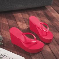Comemore moteriški šlepetės batai Komfortas Vasariniai moteriški pleišto platformos šlepetės Lauko paplūdimio šlepetės flip-flop'ai Aukštakulniai Laisvalaikio šlepetės 35 raudona
