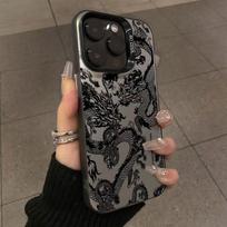 English Black Dragon Applicable iPhone15promax mobile phone case Apple 14 matte colored silver 13 12 11 anti-drop XS apple 15