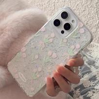 Ins spring and summer tulip for apple 17pro mobile phone case iPhone 16 beautiful 14 glitter 13 fresh IMD IPhone17ProMax