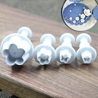 4 vnt / siunta Slyvų žiedų stūmoklis Fondant Formelės Sausainių pjaustytuvų rinkinys Tortų dekoravimui „pasidaryk pats“ kepyklos įrankis 4Pcs/lot