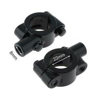 2 vnt. 2x praktiški motociklo galinio vaizdo veidrodžio laikiklio laikiklio spaustukai 10 mm sriegiu aliuminis M8 8mm juoda