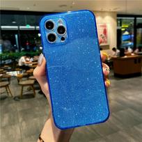 Dėklas skirtas iPhone 12 Pro Max Glitter minkštas silikoninis galinis dėklas, skirtas iPhone 13 Mini 11 Pro Max dėkliams XR X XS 7 8 6 6S Plus Bling dangtelis iPhone 13 mėlyna