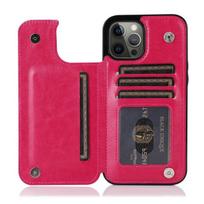 Piniginė Dvigubas Užsegimas Stovas Odinis Dėklas iPhone 14 Pro Max 13 Pro 12 11 Se 2022 X Xr Xs Max 8 7 6 6s Plus 5 5s Su Kortelių Skyriumi iPhone 13 Mini rožinė raudona spalva