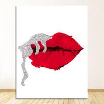 Gėlė Paryžietė Mergaitė Mada Nordic Plakatai Ir Spaudiniai Sieniniai Paveikslai Svetainei Salono Dekoras Sienos Menas Drobės Tapyba Raudonos Lūpos 21cm×30cm NoFrame red