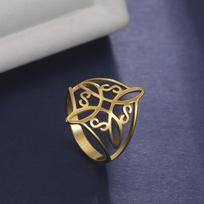 Raganų mazgas nerūdijančio plieno žiedas Wiccan Cross Celtics Knot Moterų žiedai Raganavimas Sėkmės apsauga Amuletas Naujųjų 2023 m. dovanos 7 auksas