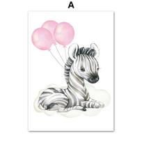 Kūdikio mergaitės kambario dekoracijos Paveikslai Dramblys Zebra Meškiukas Rožinė Darželis Mielas Sienos Menas Drobės Tapyba Nordic Plakatai Ir Spaudiniai 40X50 cm No Framed white