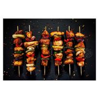 Vištienos iešmeliai Kebabas ant grotelių Maistas Drobė Tapyba Plakatai ir spaudiniai Sienų menas Kepsnių nuotraukos 21cm×30cm NoFrame