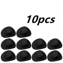 10 dalių mini vakarietiška kaubojiška kepurė, moteriška kaubojiška kepurė, plastikinė miela lėlių kepurė vakarėlio dekoravimo priedai 10pcs juoda