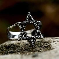 Madingas punk Hexagram žiedas vyrams Aukštos kokybės senoviniai paprasti papuošalai 7