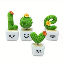 1 Set Of 4, Resin Succulent Cactus Mini Green Plant Car Office Home Living Room Crafts Valentine's Day gift creative small fresh cactus decoration love style