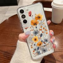 Aliejinė tapyba, gėlių klevo lapų raštas, silikoninis dėklas, skirtas Samsung Galaxy S24 S23 Ultra S21FE A35 A55 A54 A52 smūgiams atsparus dėklas, skaidrus buferio dangtelis Samsung S21 gray