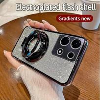 „Magsafe“ magnetinio laikiklio dėklas, skirtas „Infinix Note 30 Pro 4G 30i 12 Pro Spark 10 Pro 10C Hot 30 Play Luxury Plating Flash Glitter“ smūgiams atsparus dangtelis Infinix Note 30 4G juoda