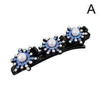 Moteriškos elegantiškos gėlių perlų pynimo plaukų segtukai Sweet Hair Clip Pintiniai papuošti gėlių dantukų formos B K2W7