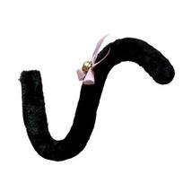 Pliušinis ilgas katės uodegos kaspinas Bowknot Bell Moterų mergaičių vakarėlio Cosplay aksesuarai Minkštas skeletas Lankstomas formos imitacijos uodega suknelės sijono antblauzdžiai juoda