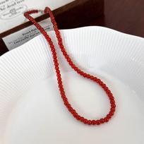 Raudonų stiklo karoliukų karoliai moterims Vintažiniai raktikaulio kaklo karoliai Išskirtiniai elegantiški Chokers estetiniai papuošalai vakarėlio aksesuarai 4mm