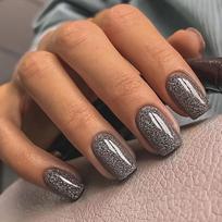 24-Piece Press On Nails Set - Short Square Shape with Mixed Color Aura Pattern, Glossy Finish - Gothic Glam Sparkling Nail Extensions CC-CW203