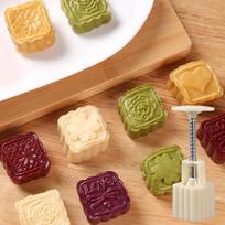 Mooncake Mold Rudens vidurio festivalio rankų spaudimo gėlių, mėnulio pyrago formų, rankų darbo „Mooncake Pressure Fondant“ dekoravimo įrankiai one size brown