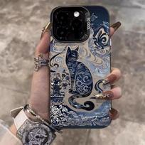 Totem Cat telefono dėklas, skirtas Apple Iphone16promax - atsparus kritimams dažytas minkštas silikoninis telefono dėklas, skirtas iPhone 16/15/14/13/12/11/Xs/Xr/Plus/Pro Apple 15plus juoda