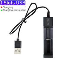 Naujas 18650 akumuliatoriaus įkroviklis, 1/2 lizdo, dvigubas 18650 įkrovimas 4,2 V įkraunamas ličio baterijos USB įkroviklis, skirtas 16340 14500 18650 26650 1 Slots USB