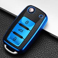 TPU Odos Automobilio Raktų Dėklas Viršelis Volkswagen VW Golf 4 5 6 Jetta Polo Passat Skoda Superb Octavia Fabia Seat Ibiza Leon mėlyna