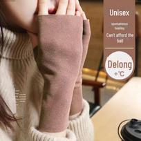 Unisex German Velvet Fingerless Gloves: Self-Heating, Wrist Protection, Ideal for Students, Typing, Autumn & Winter Warmth. One Size kava
