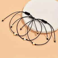 3 vnt. reguliuojamas sluoksniuotas širdies pintas poros apyrankių rinkinys Minimalistinis dviejų spalvų meilės laido papuošalas Atitinkantis romantiškas dovanų rinkinys moterims ir vyrams 5-11cm juoda