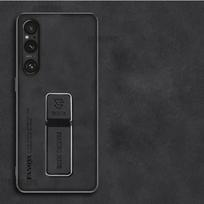 Avikailio odos dėklas Sony Xperia 1 VII V Ii, matinis silikoninis buferis, atlenkiamas stovas, laikiklio dangtelis Xperia 10 V VI 1 V II 5 IV Sony Xperia 1 VII juoda