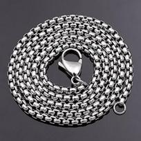 Men's Stainless Steel 3mm Square Pearl Dragon Bone Necklace, Gold and Black