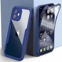 360 Viso korpuso priekinis+galinis skaidrus dėklas iPhone 16 15 14 13 11 12 Pro Max XS X XR 7 8 Plus SE 2022 silikoninis smūgiams atsparus dangtelis for iphone 7 8 tamsiai mėlyna spalva