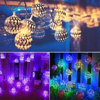 Marokiečių šviesos girlianda, maitinama saulės energija, spalvingi nuimami lauko papuošimai saulės energija 1.5m 10led-random color