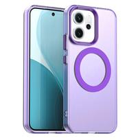 Magnetinis belaidžio įkrovimo dėklas OPPO Reno 14F 14 Pro Reno14 F 5G dangtelis saldainių spalvų permatomas galinis dangtelis Fundas Coque Oppo Reno14 F 5G violetinė