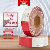 CE ES DOT-C2 Raudona/Balta Atspindinti Juosta PET Plėvelė Atspindinti Juostelė Transporto Priemonių Apžiūroms DOT Red and White 5x30CM Single