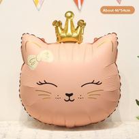 Matinis animacinis mielas gyvūno formos balionas Kūdikio 100-ojo gimtadienio dekoracija ir nuotraukų rekvizitas Crown Cat Head - Pink