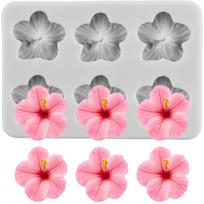 Gėlių silikoninės formelės Hibisko žiedas Rožės žiedas Fondanto formelė Torto dekoravimo įrankiai Keksiukų viršus Saldainių šokolado gumos masės formelė pilka spalva