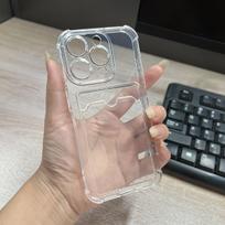 iPhone 15 Case with Card Holder, Transparent Soft Cover for 12 Pro and 16 with Card Slot iPhone 15