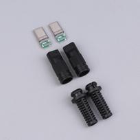 2/5 vnt. USB3.1 24 kontaktų C tipo kištukas 5 litavimo taškai mobiliojo telefono greitam įkrovimui C į C su CC litavimo padu remontui Pasidaryk pats duomenų kištukas 2pcs juoda