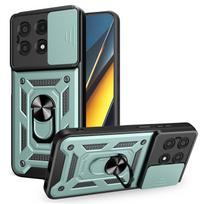 POCO X6 Pro 5G dėklas Armor su slankiojančia kameros apsauga ir stoveliu, telefono dangtelis Xiaomi POCO X6 Pro, Capa, atsparus smūgiams, Funda for POCO X6 Pro žalia