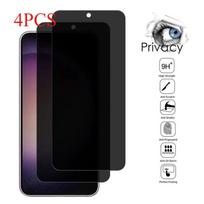 4PCS Privacy Tempered Glass for Samsung Galaxy S24 S23 Plus Anti-spy Screen Protector Fingerprint Function for Samsung S22 S21 S25 Note 8 gryna