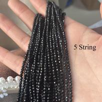 5 Gijų, Natūralaus Akmens Spinelio Karoliukai, Boho Juodi Laisvi Tarpiniai Karoliukai, 2mm, 3mm „Pasidaryk pats“ Karoliukams, Apyrankėms, Kulkšnies Papuošalams, Amatai, Karoliukų Vėrimas 38cm 5String/2mm-38cm juoda