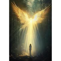 5D DIY Retro Angel Wall Art Round Diamond Painting Church Style Beautiful Angel Devotion Art Home Decoration Round 20x30cm